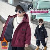 加绒外套时髦男孩派克服棉袄 洋气儿童秋冬季 男童冬装 棉衣2024新款