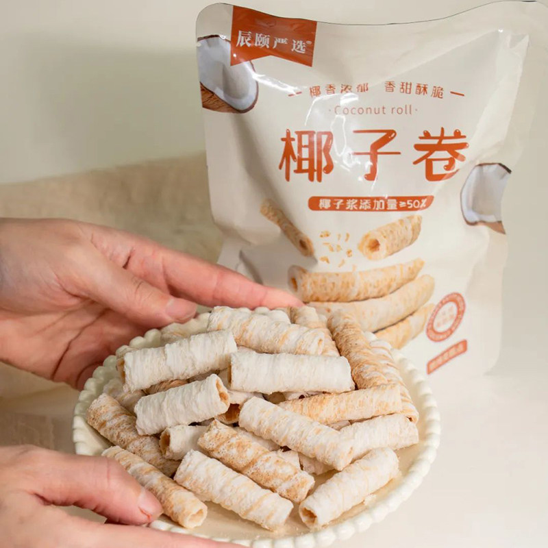 辰颐物语严选椰子卷3袋*100g饼干网红非油炸休闲零食