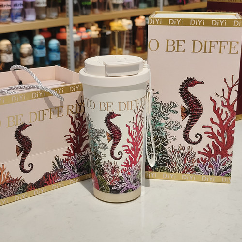 新款大容量陶瓷内胆保温杯带茶漏礼盒装双饮咖啡杯手提便携吸管杯