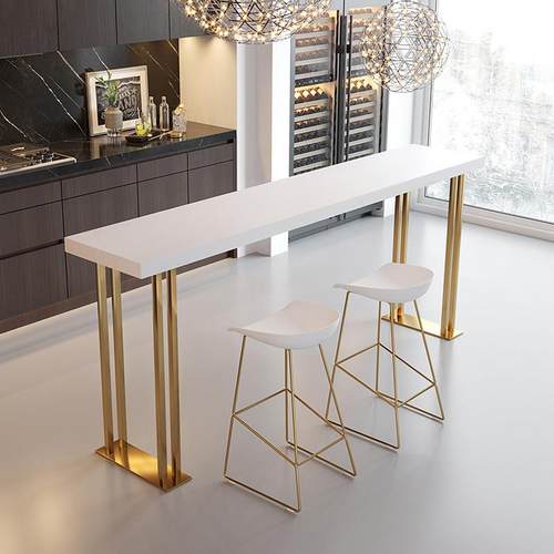 北欧轻奢家用吧台桌实木隔断靠墙高脚桌椅组合铁艺小户型长条桌