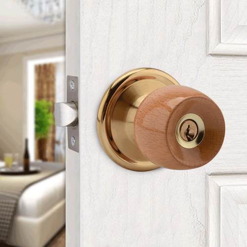 榉木圆头门锁舌木门卧室球形锁圆锁家用老式房门锁室内通用型单舌