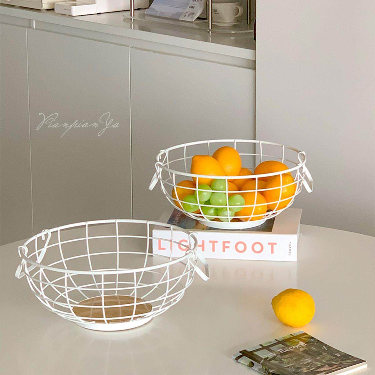 北欧风客厅桌面铁艺收纳筐茶几零食水果篮厨房蔬菜果盘糖果置物篮,收纳整理,收纳筐,淘宝优惠券,粉丝福利购,淘宝优惠卷