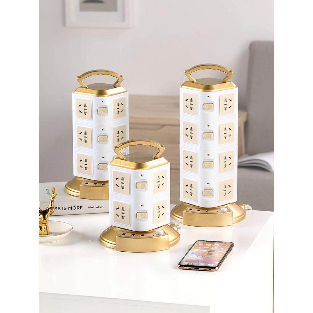 一种立式多插座插线板多功能家用带线插线板多用途塔式立体多孔插