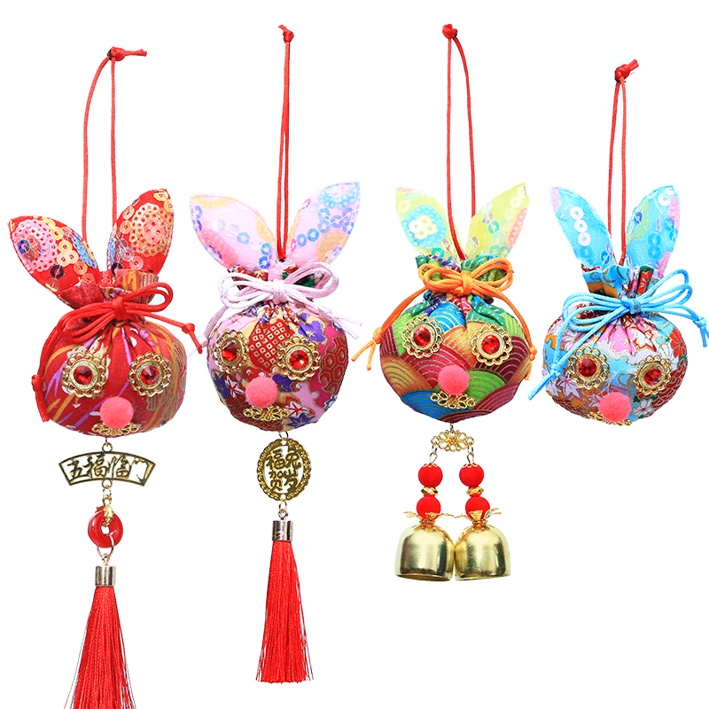 own pack Q版香包卡通兔耳朵儿童香囊手提汉服随身春节新年挂饰