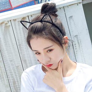 可爱的猫耳朵发箍超萌韩国甜美发卡压头箍细发饰头饰洗脸黑色超仙