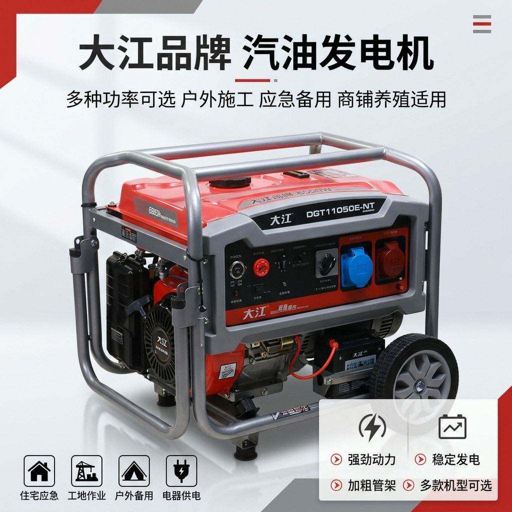 大江汽油发电机3千瓦8KW相220V伏小型家用发电机双电压户外备用