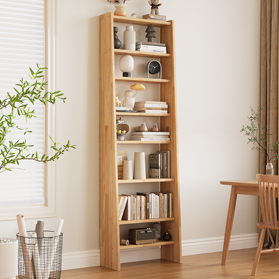 纯实木书架落地 现代简约家用客厅书房靠墙梯形组合置物架收纳架