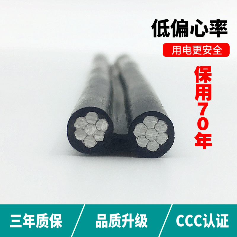 户外2芯铝芯电线4/6/10s/16/25/35平方室外架空防老化电缆家用铝