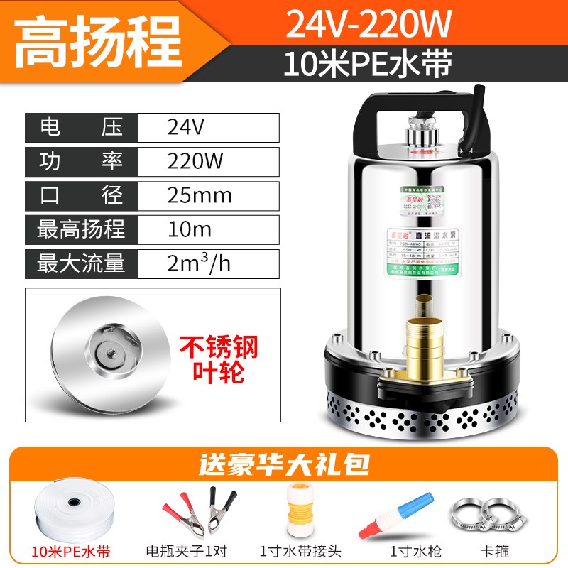 直流潜水泵12V24V48V60V72CV电瓶电动车抽水泵高扬程抽水机船用泵