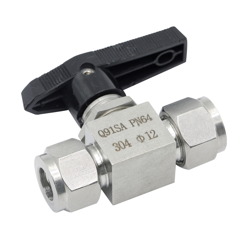 304不锈钢仿美卡套直通球阀 铜管仪表气路面板式开关 Q91SA-PN6.4