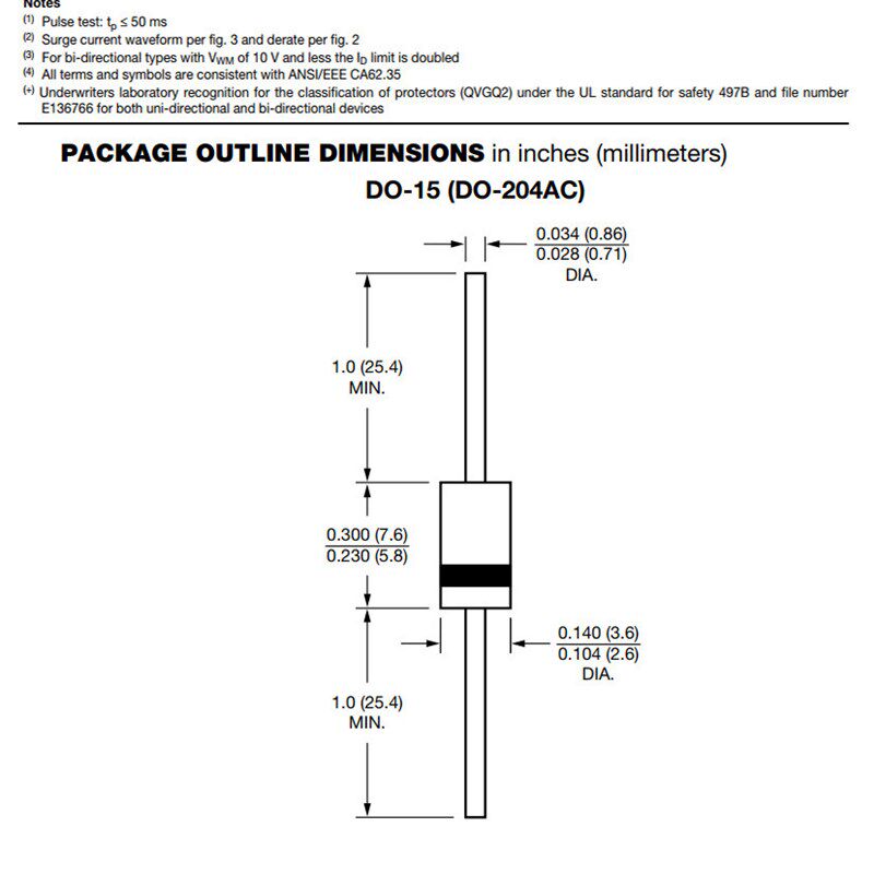 TVS瞬态抑制二极管P6KE22A/24A/27A/30A/33A/36A/CA 单向双向