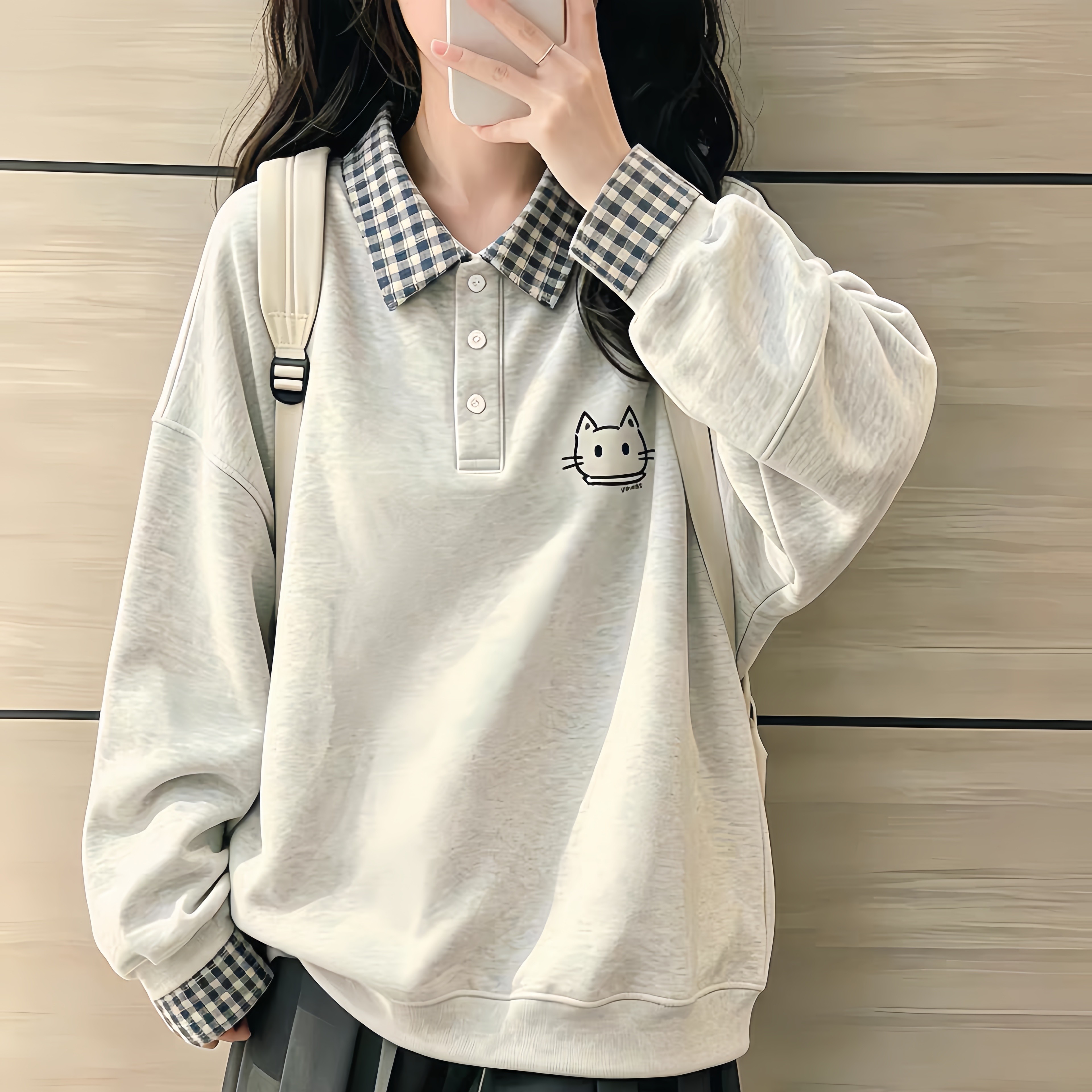 学院风假两件拼接撞色pol