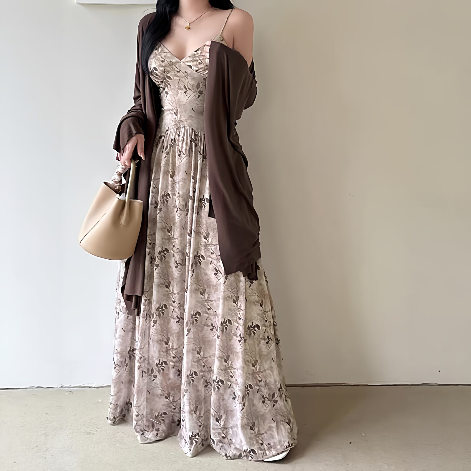早春夏棕色洋装女2026新图片