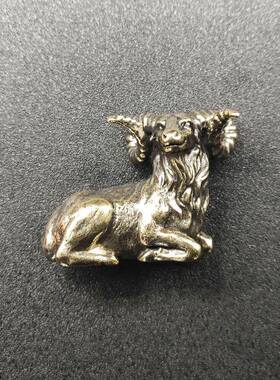 纯铜复古古玩铜铸动物山羊摆件仿古黄铜办公桌面镇尺小金属工艺品