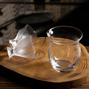 手工气泡主人杯品茗杯水晶玻璃茶杯女磨砂高足杯家用果酒杯 新中式