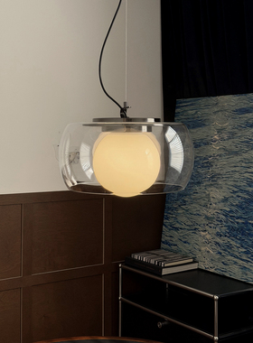 琉光中古FullMoon吊灯蛋白石玻璃现代简约设计师款客厅餐厅书房灯