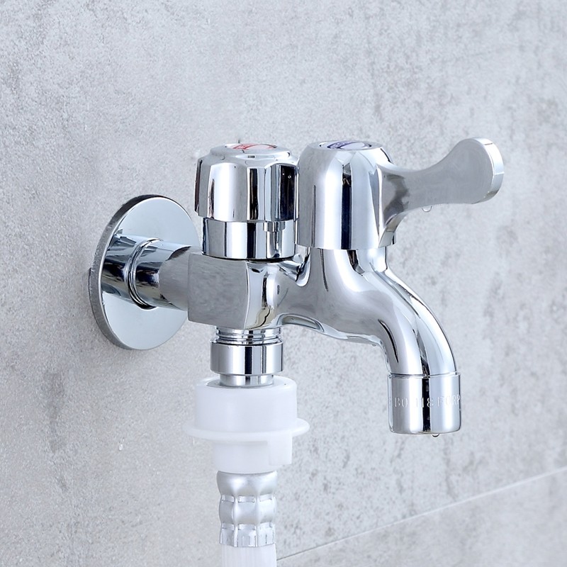 阀门一分二水龙头进水管洗手盆混水阀水嘴水龙头三头通纯铜不锈钢