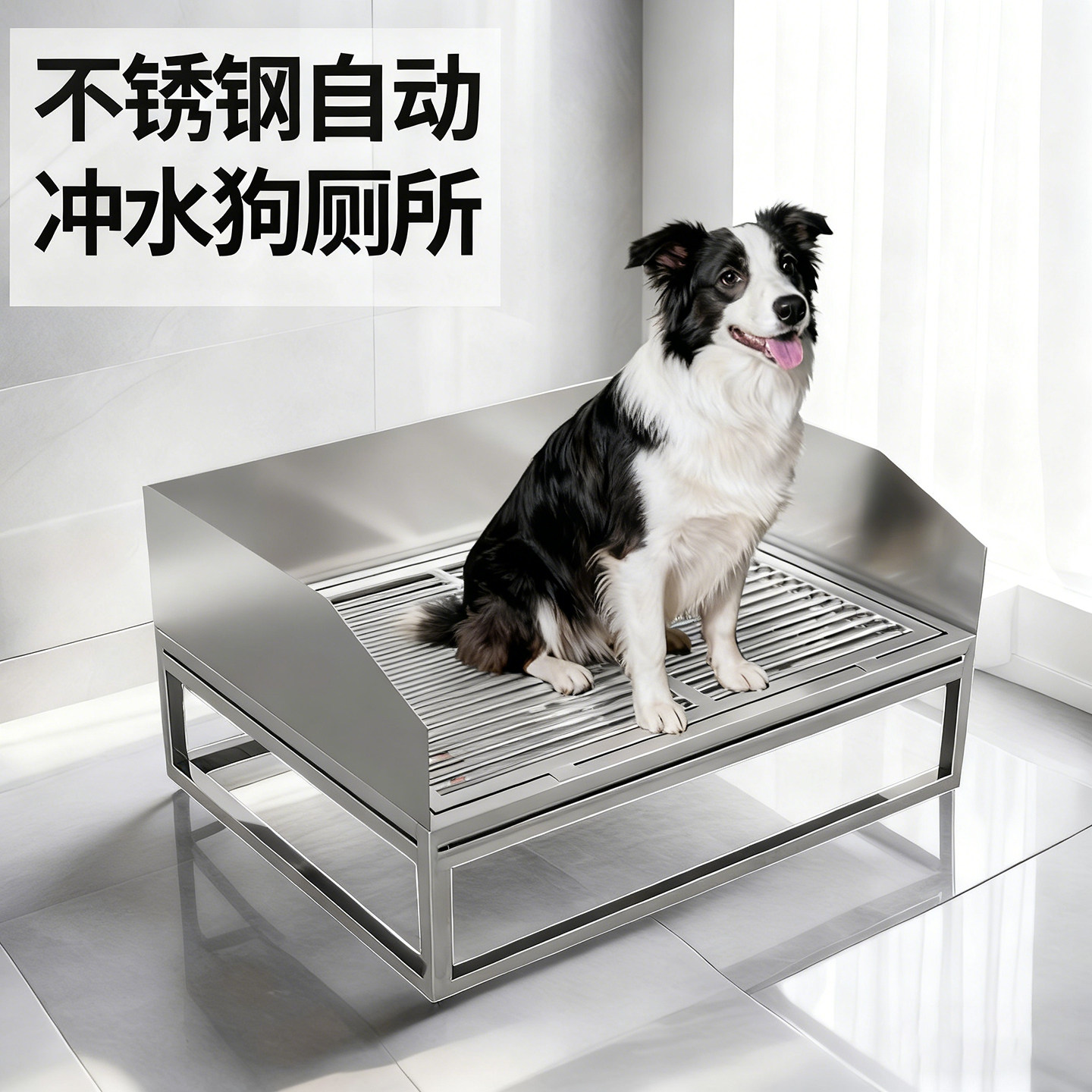 不锈钢自动狗厕所定点排便大小型狗马桶家用专用盆围板宠物犬尿盆