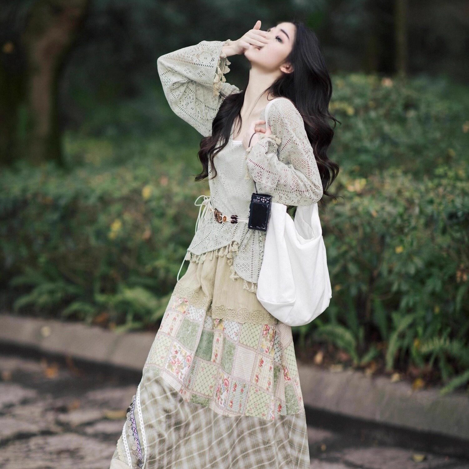 波西米亚早秋穿搭套装女2