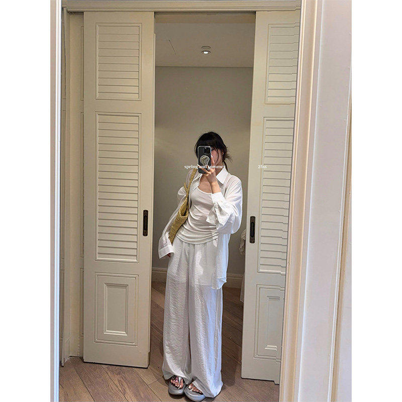 夏美同款老钱风亚麻套装