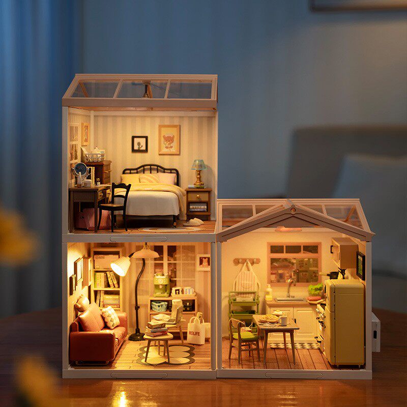 微缩型玩具世界卧室小屋立体拼图模型屋积木手工玩具