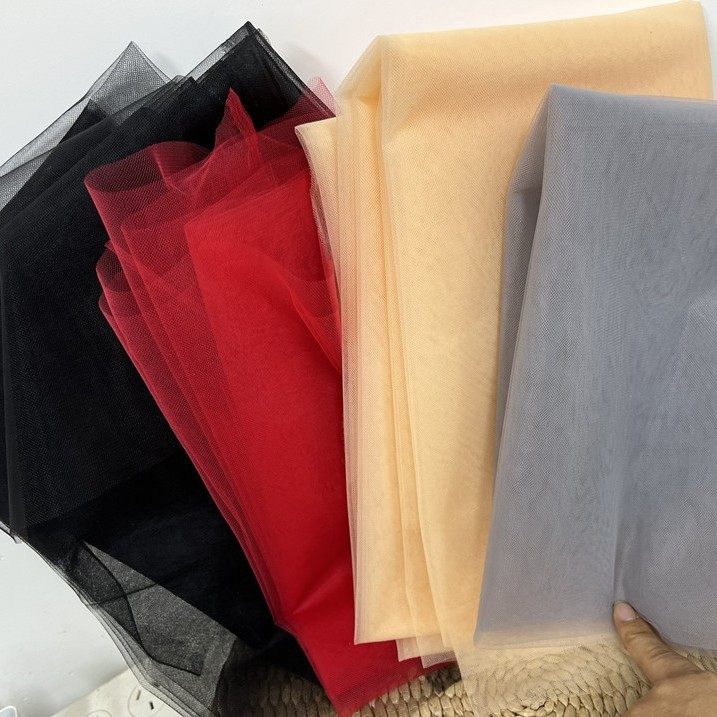 头纱灰色透明婚纱礼服黑色中硬布料网纱DIY服装网纱中硬香槟白色