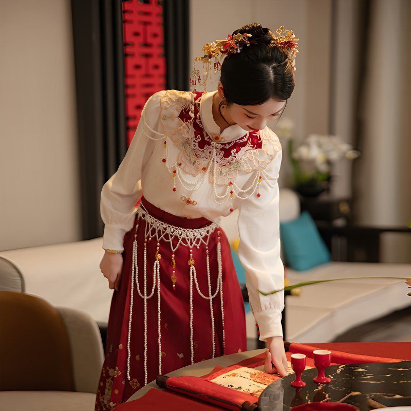 新中式套装敬酒服新娘服【囍】订婚礼服回门服新中式婚服伴娘服