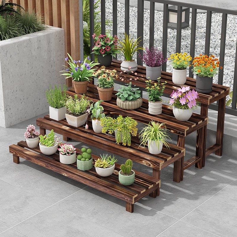 花架置物架阳台客厅落地式实木花架子阶梯式室内户外多肉花盆架子