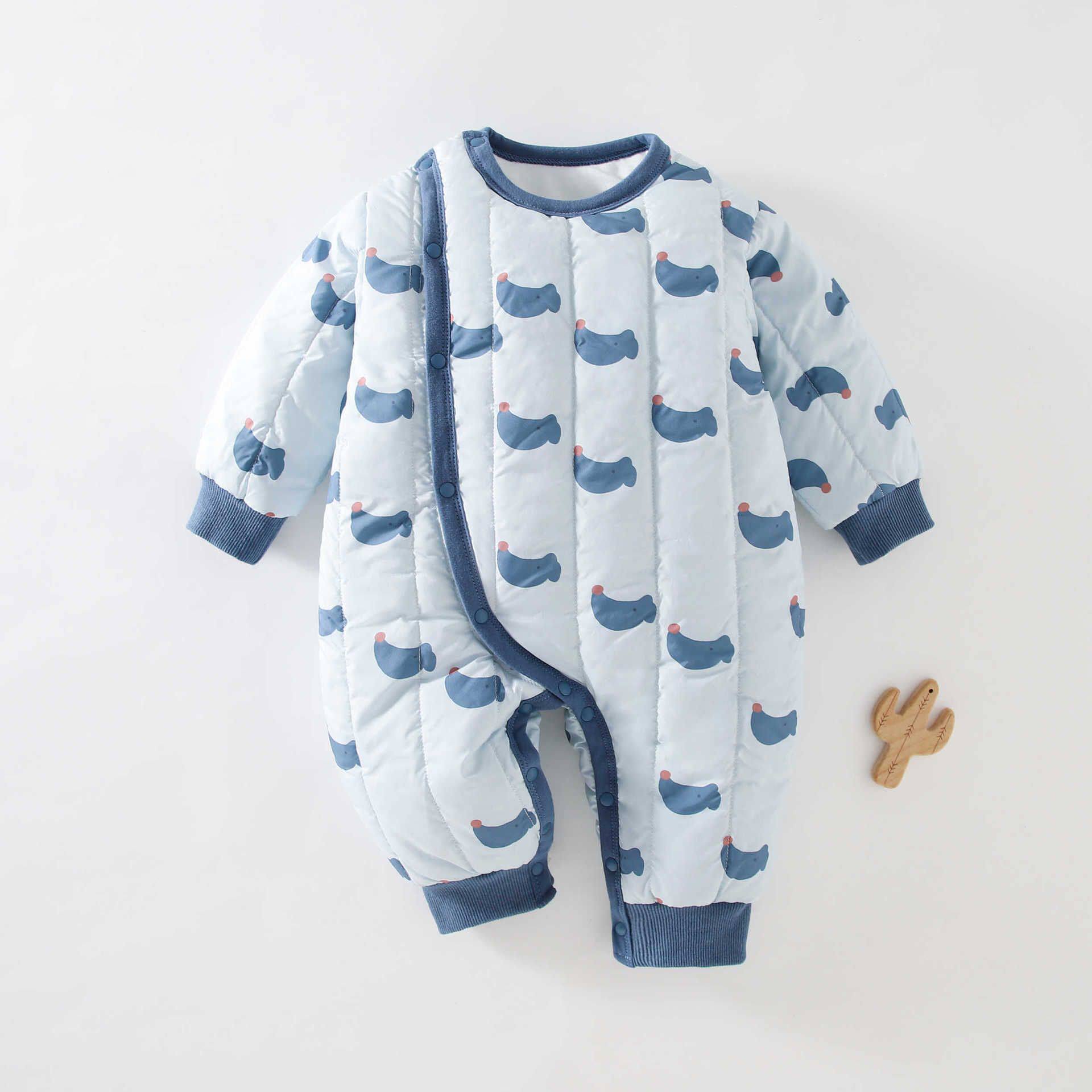 爬服幼儿秋冬棉服婴儿哈衣A类极简风新生婴宝宝加厚保暖冬季衣服