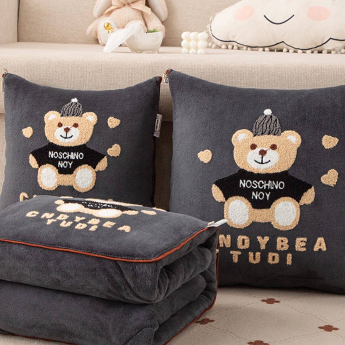 加厚抱枕被子两用办公室沙发午睡空调毯子汽车靠垫枕头被子二合一