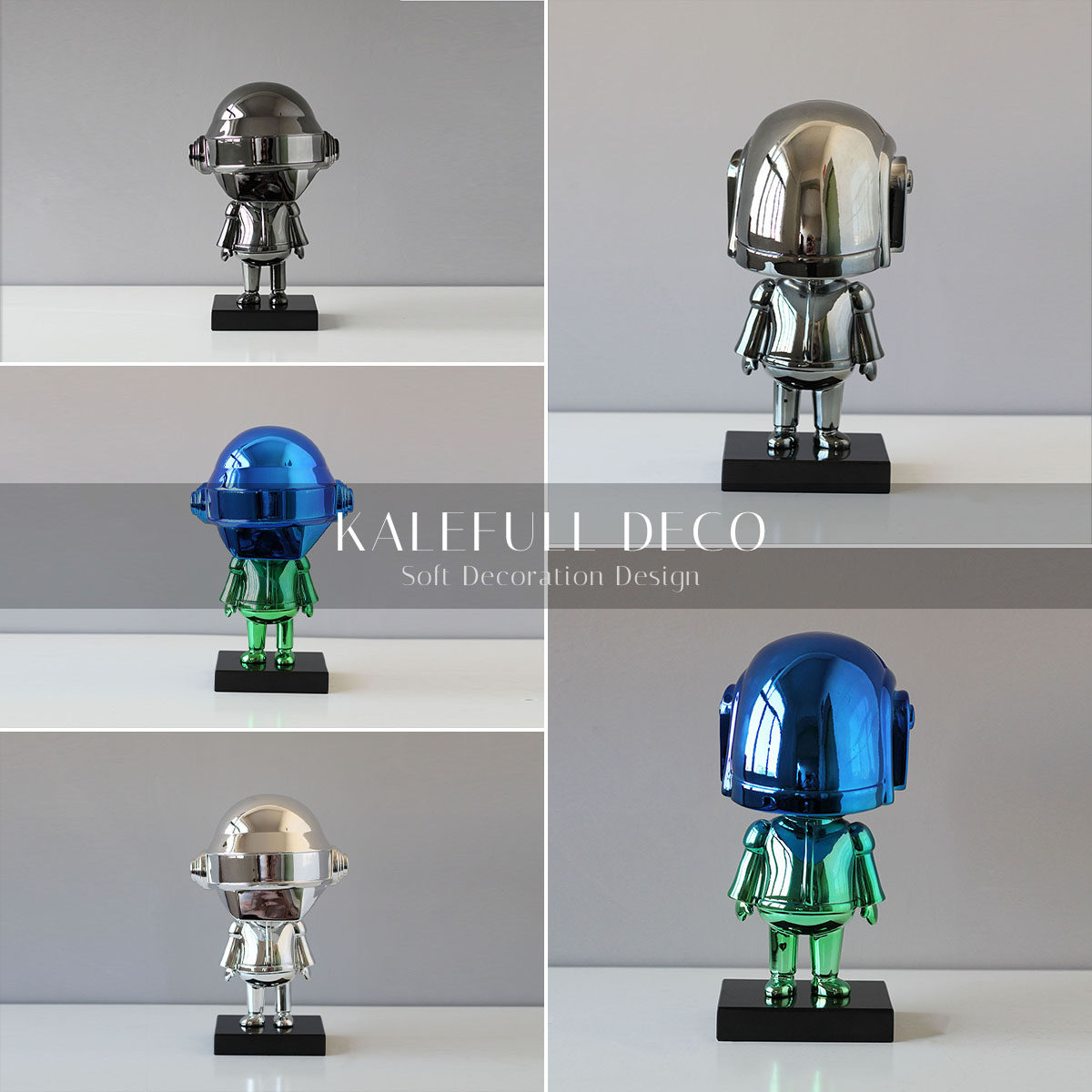 现代简约电镀银盔甲小兵公仔人物摆件样板间儿童房客厅桌面饰品