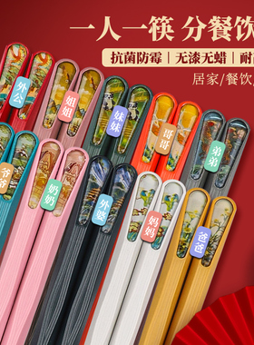 福万竹合金筷子家用分餐防滑快子高档新款一人一筷高颜值抗菌筷子