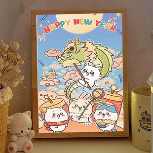 吉伊卡哇chiikawa小八乌萨奇新年贺年挥春三小只灯光画小夜灯周边