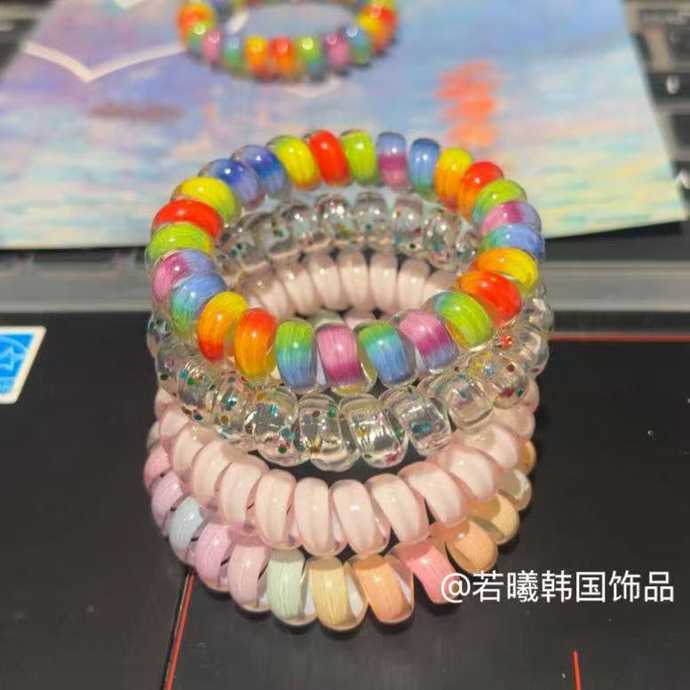彩虹电话线发圈头绳女多巴胺高弹力耐用扎头发橡皮筋气质马尾头绳,饰品/流行首饰/时尚饰品新,发饰,淘宝优惠券,粉丝福利购,淘宝优惠卷