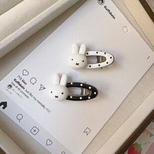 日系米菲兔发夹可爱卡通碎发夹ins少女闺蜜发夹镂空圆点夹碎发夹