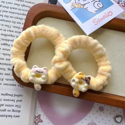 奶黄色猫咪发绳高弹力头绳