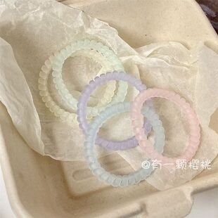 高颜值甜美磨砂电话线细款发圈女学生高弹力可爱发绳无痕扎头皮筋