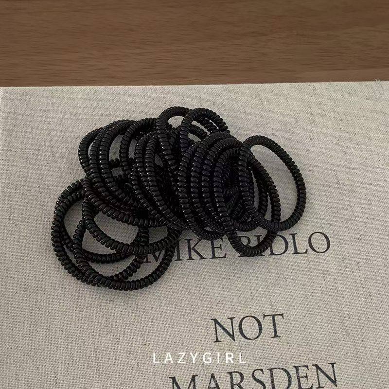 黑色橡皮筋女扎头发简约高弹力耐用发绳头饰电话线发圈细