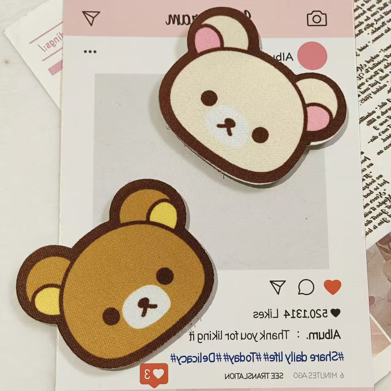 卡通小熊可爱甜妹童趣魔术贴可爱刘海贴头饰少女前额碎发整理无痕