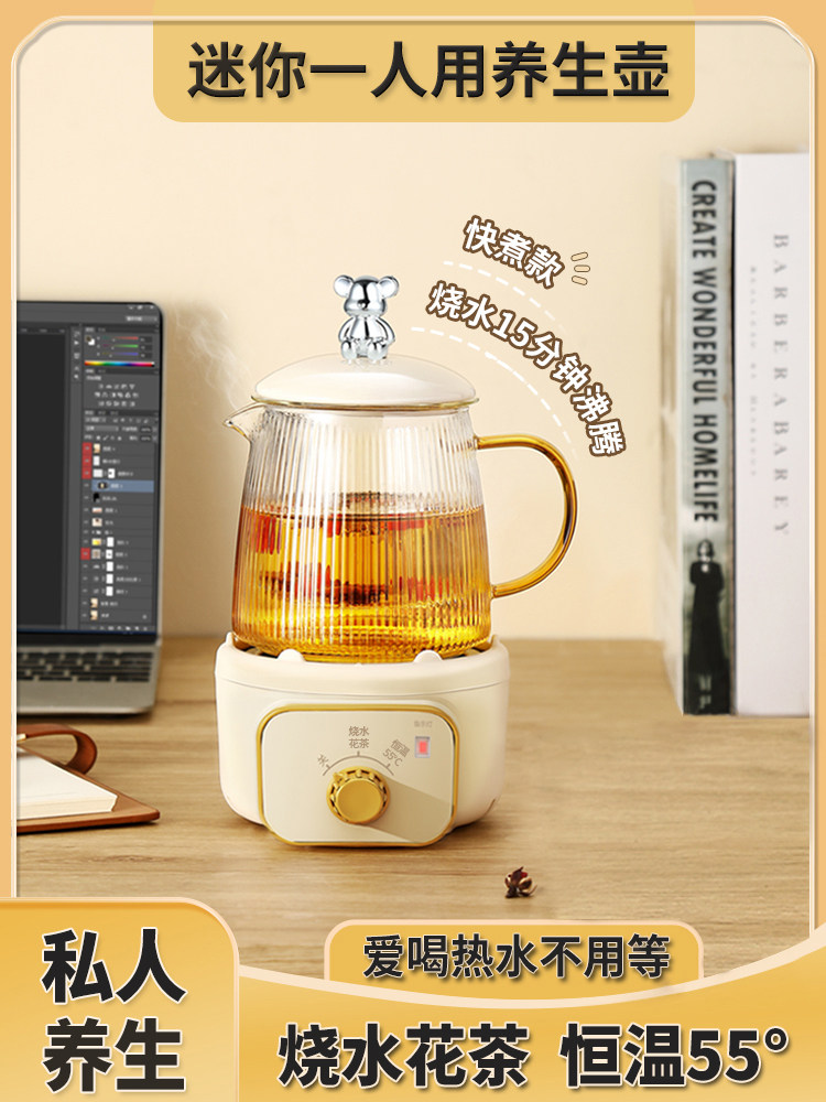 迷你养生壶办公室小型mini煮茶壶家用煮茶器2024新款烧水壶一人用