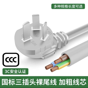 纯铜电源线三相带插头带线大功率10A家用电器三芯裸尾连接线
