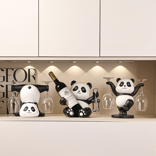 功夫熊猫红酒架托 托酒杯架子酒柜装饰品摆件客厅轻奢高档高级感