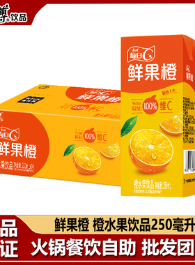 康师傅饮料鲜果橙橙水果饮品250ml*12盒/24盒整箱果味果汁纸盒装