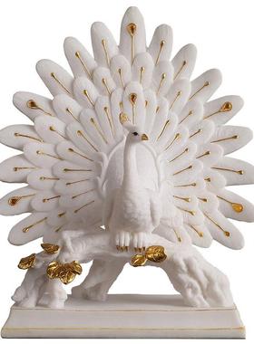 新中式孔雀开屏摆件客厅桌面电视柜玄关装饰品工艺品家居乔迁新居