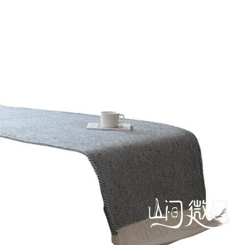 侘寂风床尾巾灰色床搭毯ins风床旗民宿酒店床旗样板间流苏床尾毯