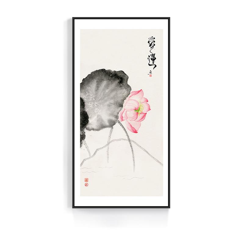 莲中式装AXL-461饰画户玄关饰画荷花莲花书房装入茶室中式挂画爱