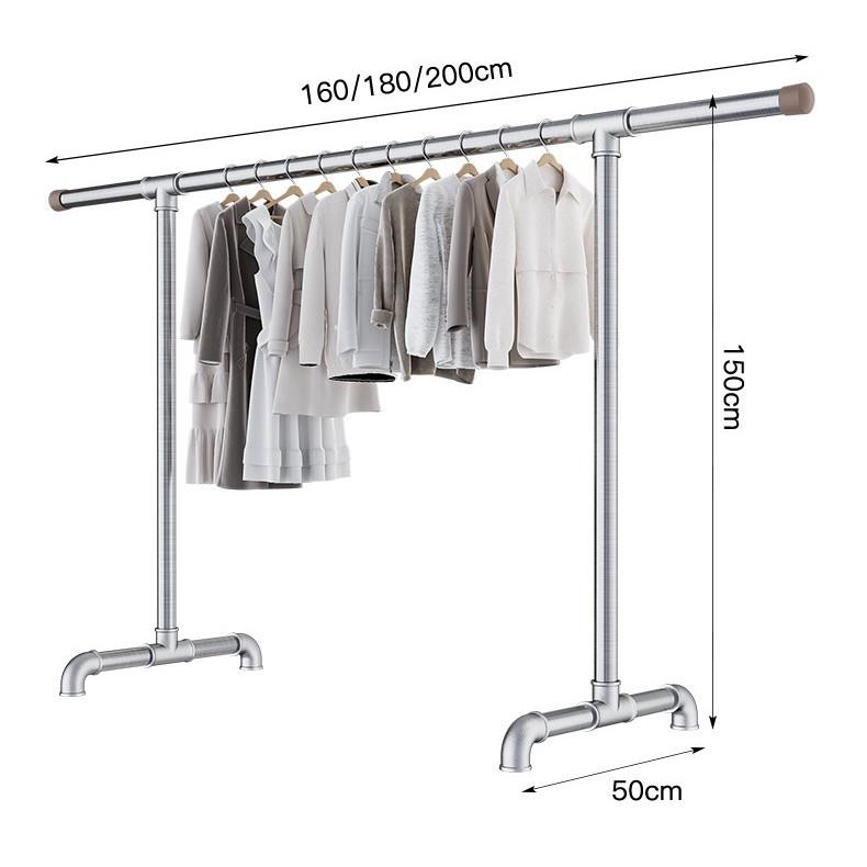 钢管晾架落地用家阳衣台外卧室户伸缩晾衣杆加厚简易单杆晒挂衣架