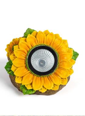 花园摆件仿真向日葵太阳能植物摆件太阳能灯树脂工艺品小摆件