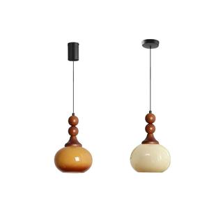 中古风床头吊灯复古法式 卧室可升降单头主卧室房间奶油风小吊线灯