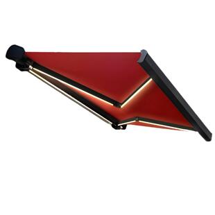 全盒灰色电动遮阳篷铝合金遮阳别墅阳台庭院电动带灯全盒伸缩蓬